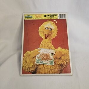 Vtg 1983 Sesame Street Golden Inlaid Tray Puzzle Big Bird's Portrait Of A Friend